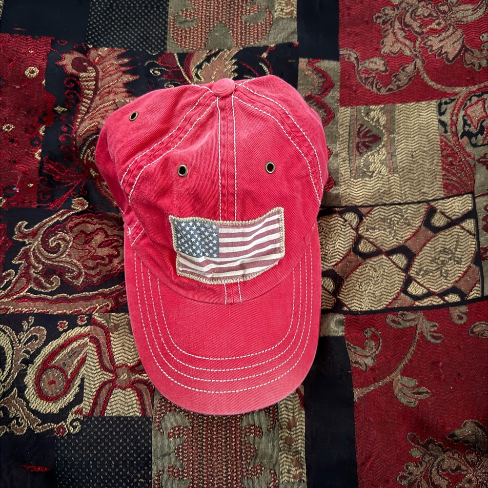 Polo Ralph Lauren USA Flag Patch Red Trucker Adjustable Hat